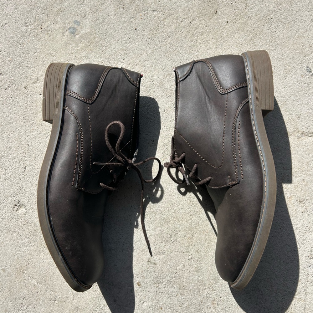 Men's Chukka Boots With Memory Foam Chocolate Brown Lace-Up Leather